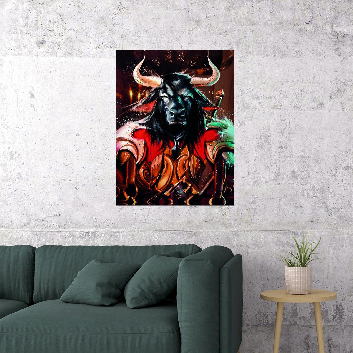 Mystic Bull Warrior Currency Fantasy Art Poster - xonomax
