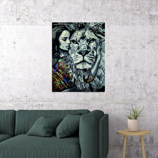 The Girl and the Lion Story of Friendship Animal Art Poster - xonomax