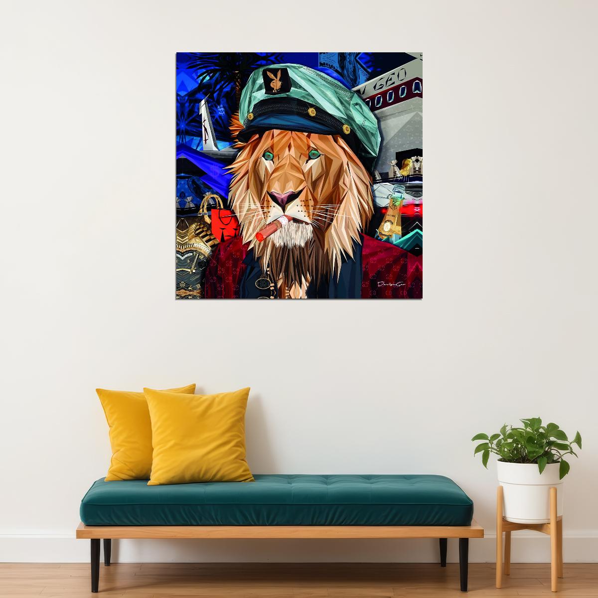 Eclectic Lion Journey Of Opulence Animal Art Poster - xonomax