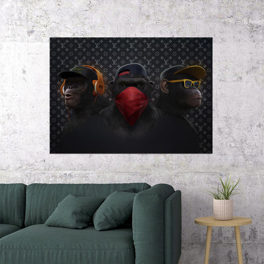 The Cool Chimps: A Trio of Hip Monkeys Swag Style Animal Art Poster - xonomax