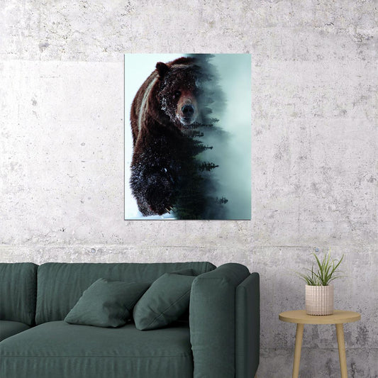 The Spirit of the Forest: A Bear Embodies the Wild Animal Art Poster - xonomax