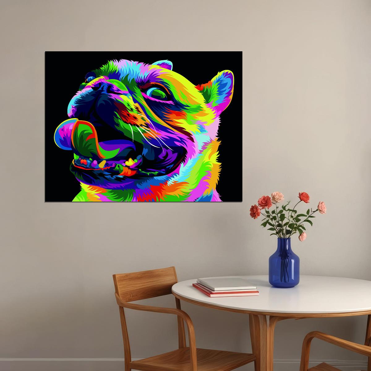 A Fun and Colorful Portrait of the Dog Animal Art Poster - xonomax