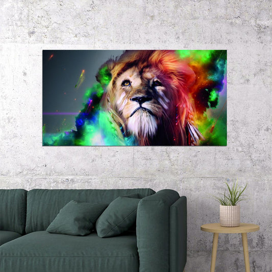 Surreal Lion of Infinity Animal Pop Art Poster - xonomax