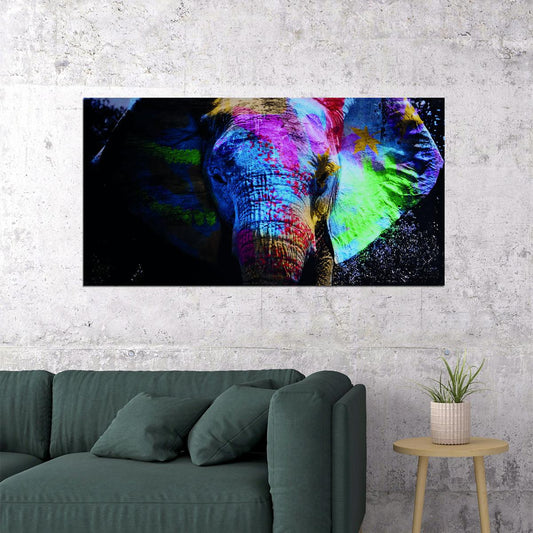 Elephant Colorfull Pop Art Poster Multicolor Watercolor - xonomax