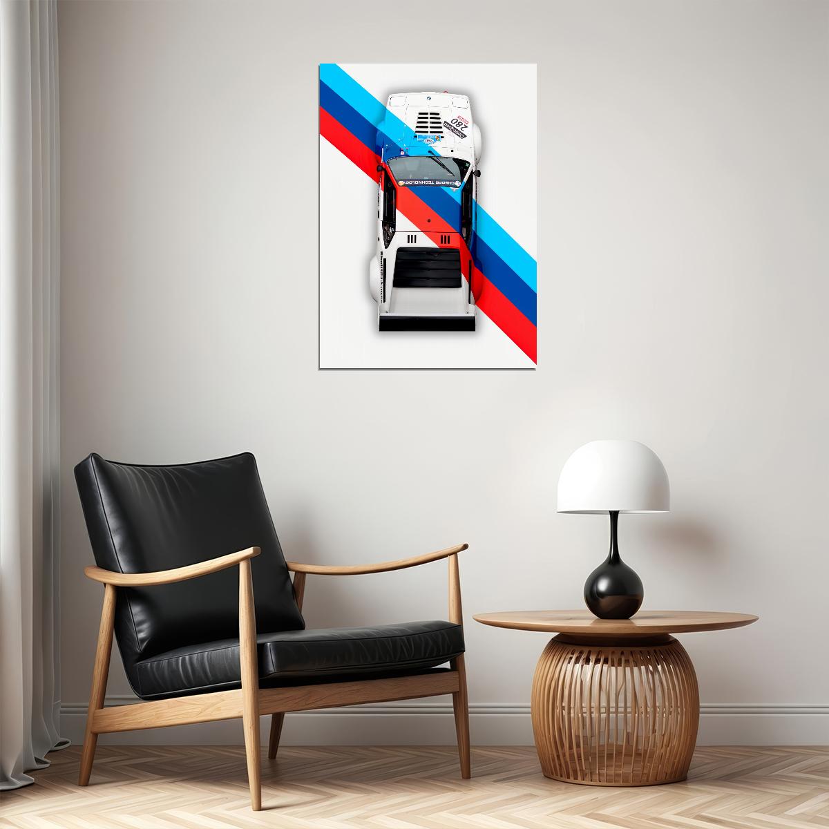 Old Sport Car BMW Red Blue White Brand Colors Poster