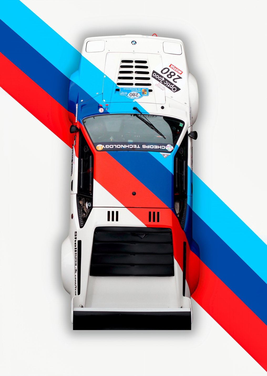 Old Sport Car BMW Red Blue White Brand Colors Poster