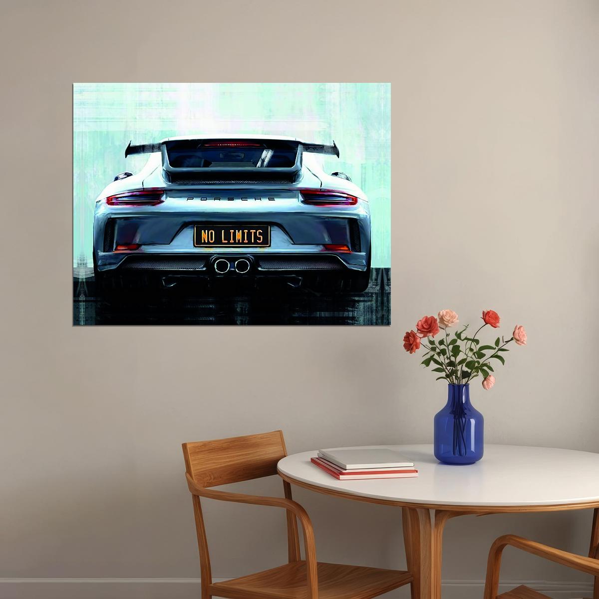 Blue Sportcar Porshe No Limits Quote