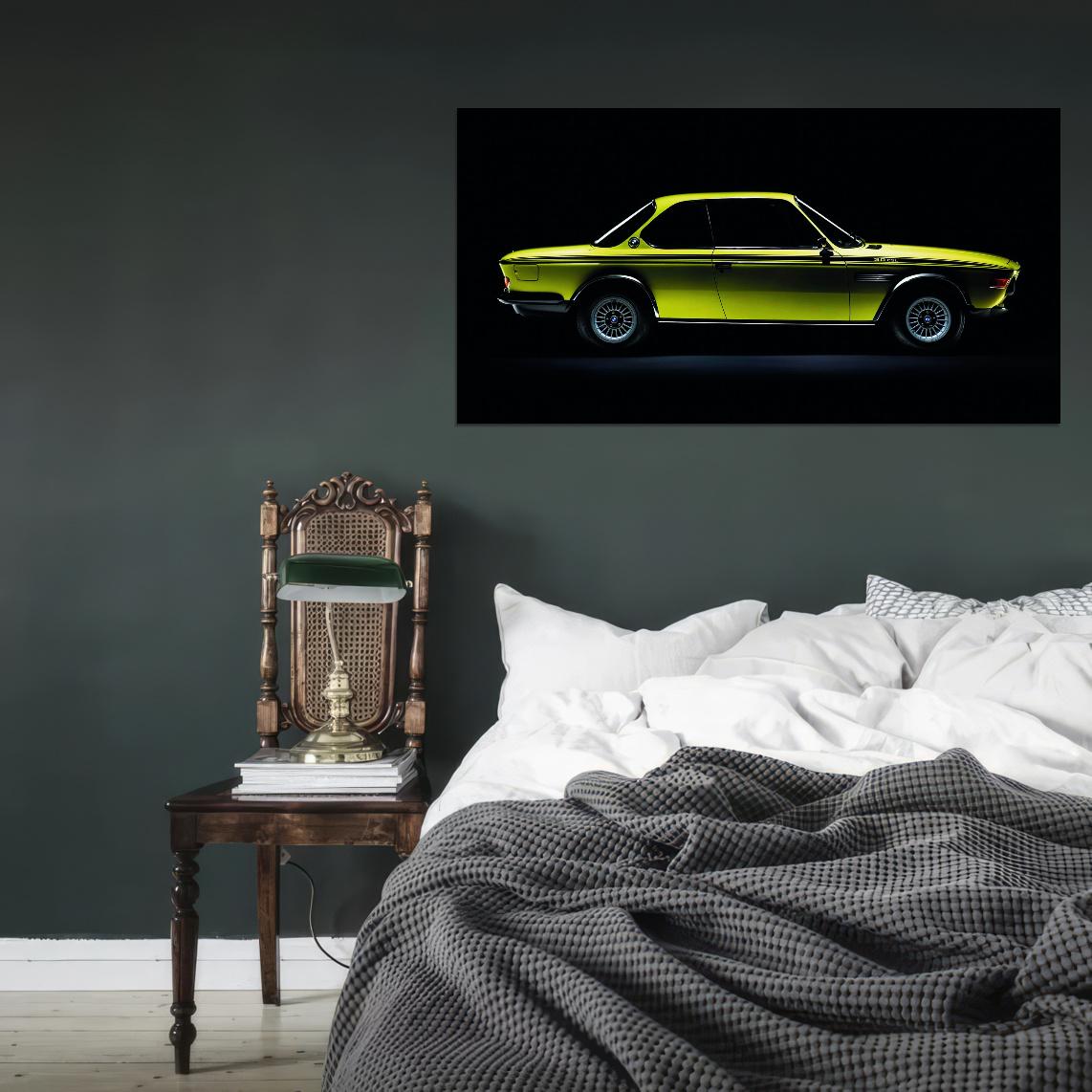 Neon Old BMW Car Poster