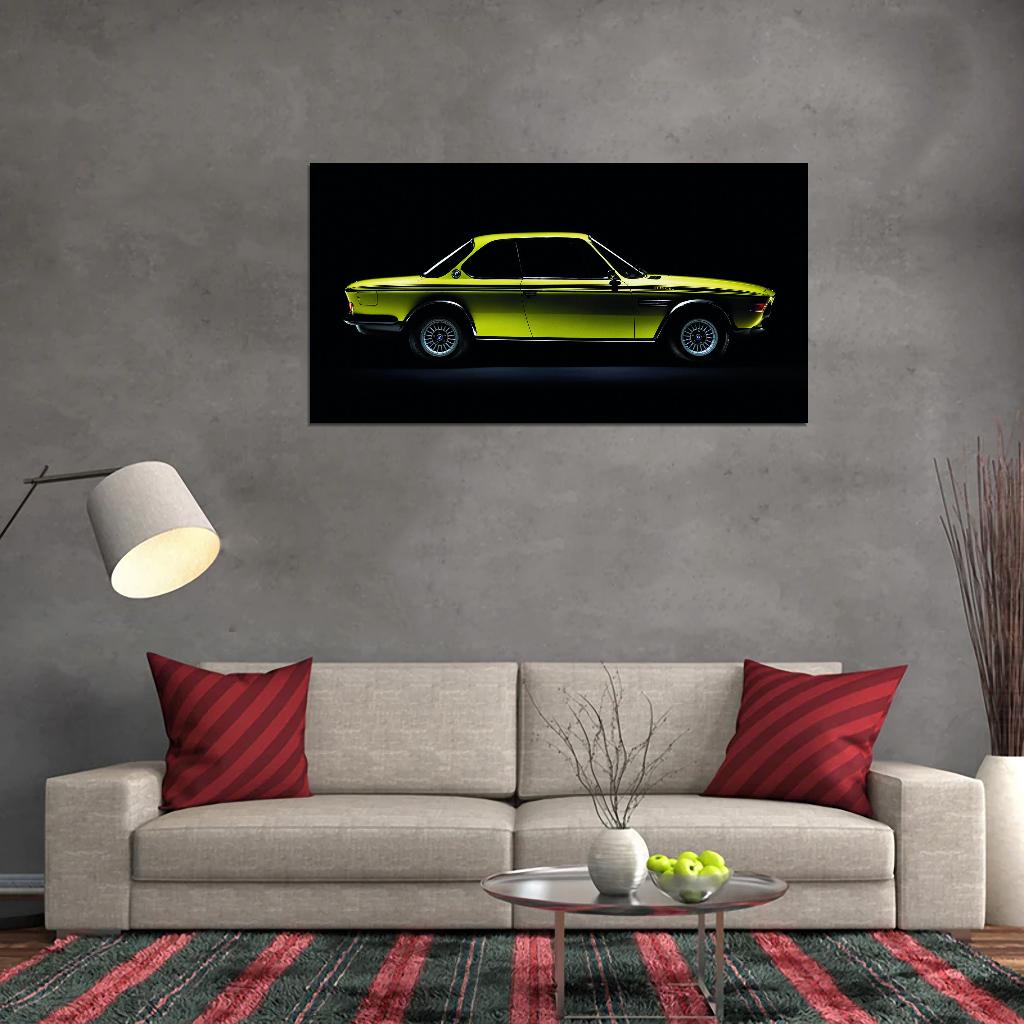 Neon Old BMW Car Poster