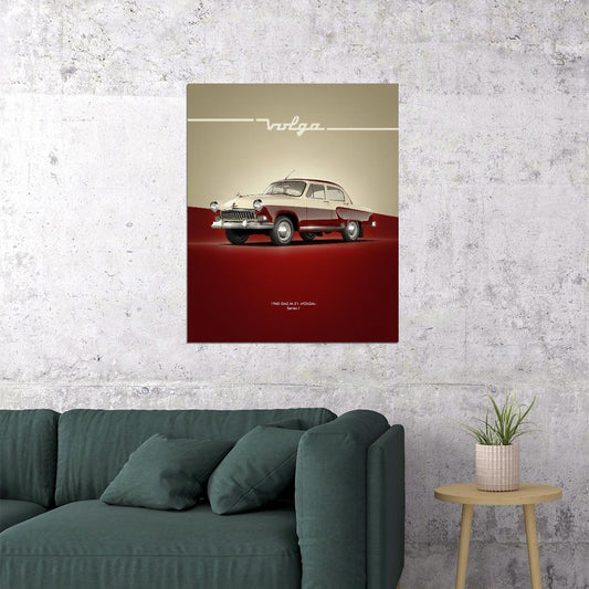 Red Volga Gaz 21 Car Poster - xonomax