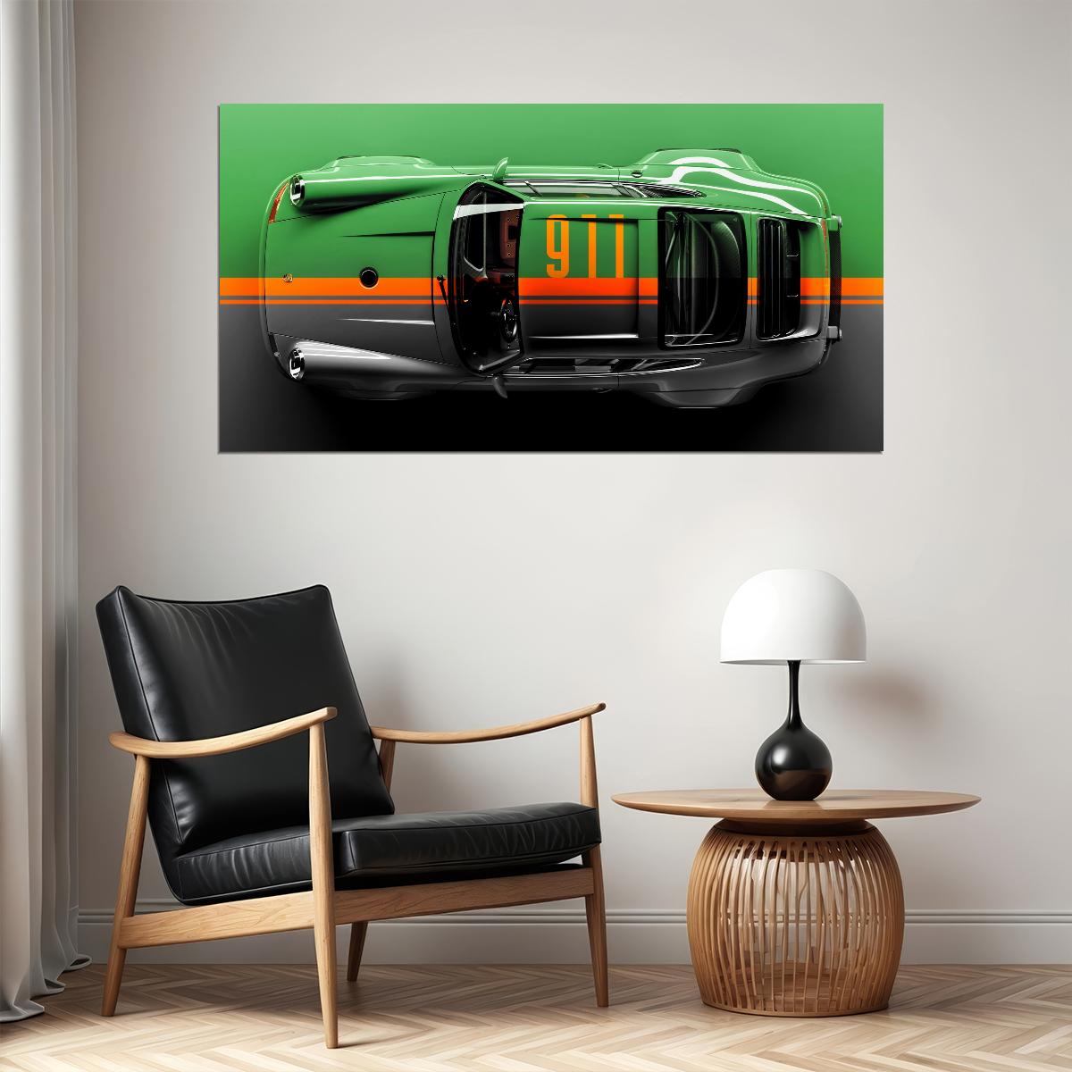 Porshe 911 Turbo Old Sportcar Car Poster Multicolor