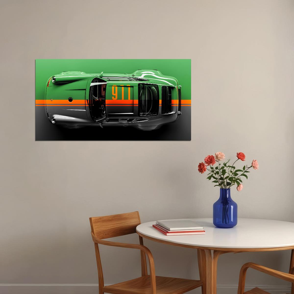 Porshe 911 Turbo Old Sportcar Car Poster Multicolor