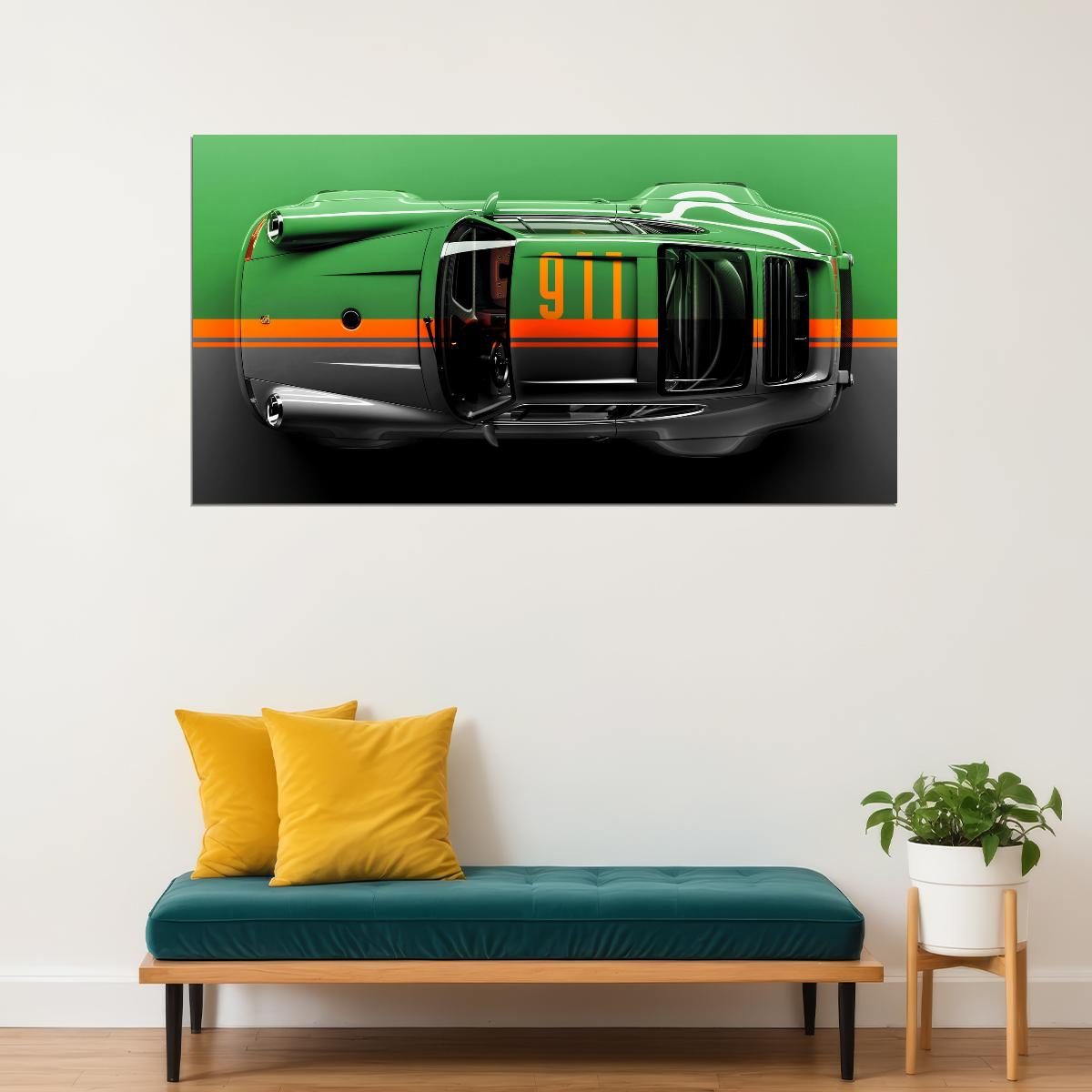 Porshe 911 Turbo Old Sportcar Car Poster Multicolor