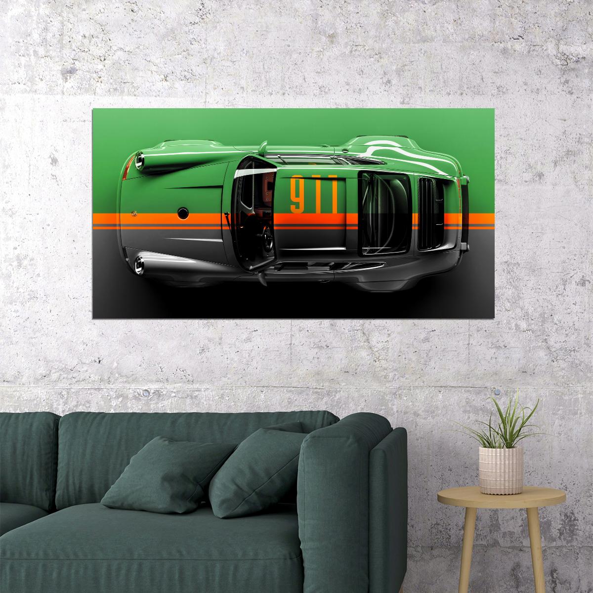 Porshe 911 Turbo Old Sportcar Car Poster Multicolor