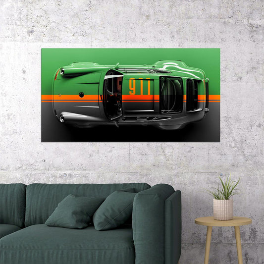 Porshe 911 Turbo Old Sportcar Car Poster Multicolor - xonomax