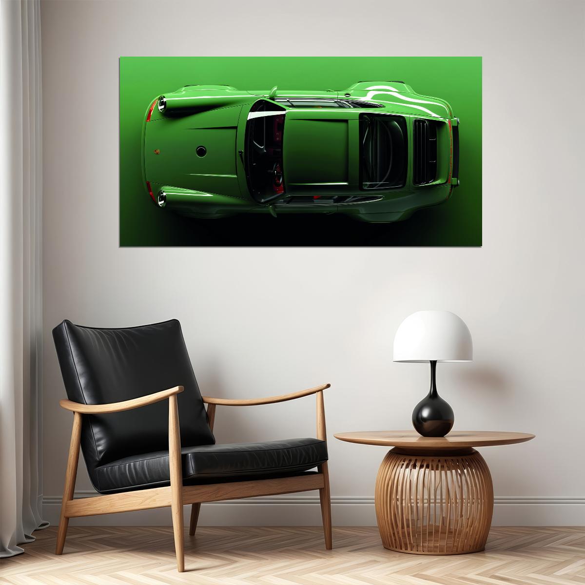 Green Porshe 911 Turbo Old Sportcar Car Poster - xonomax