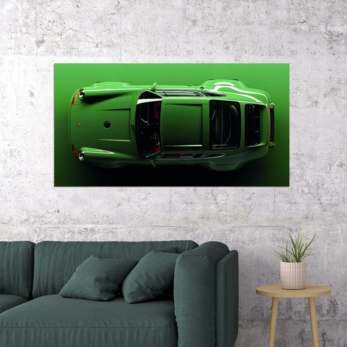 Green Porshe 911 Turbo Old Sportcar Car Poster - xonomax