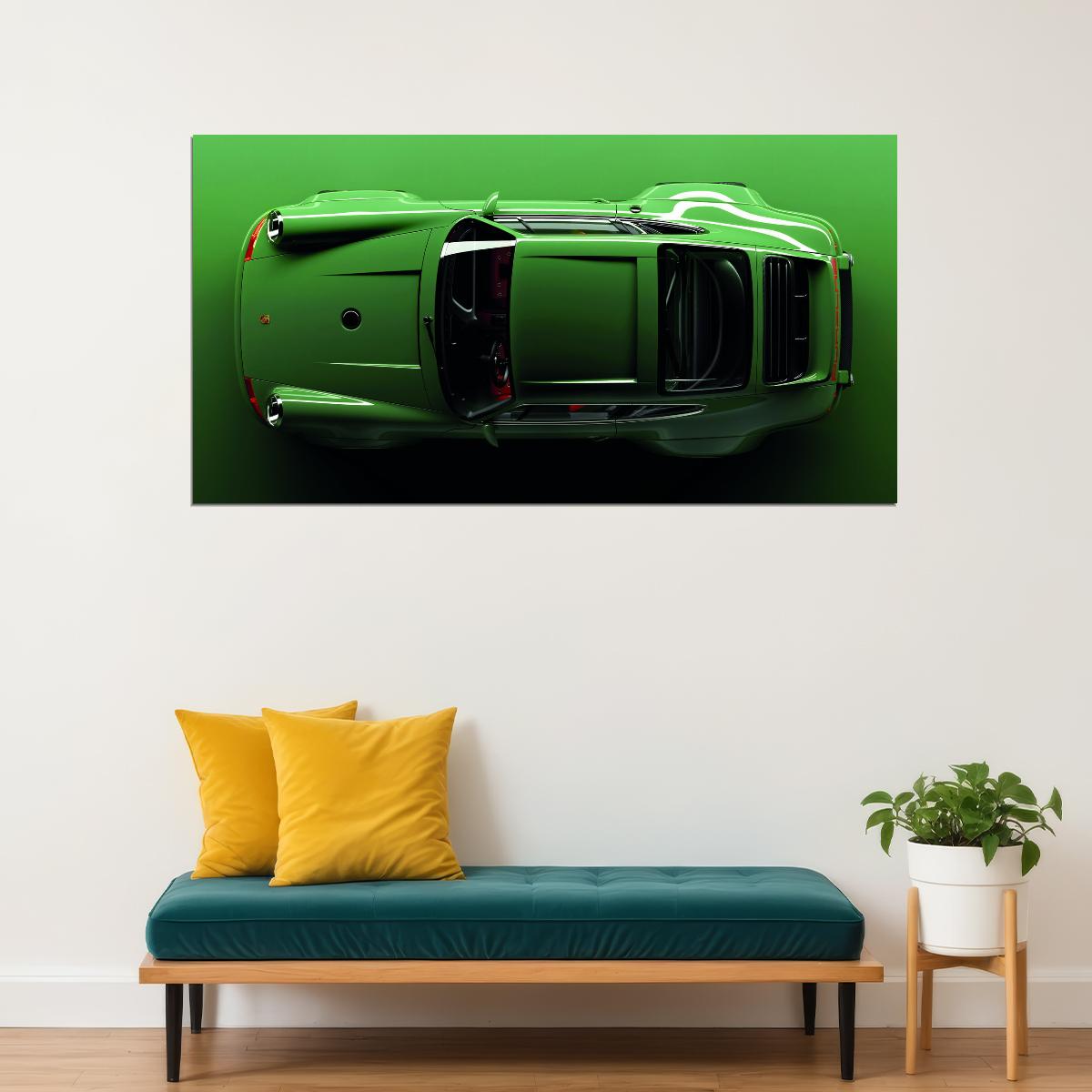 Green Porshe 911 Turbo Old Sportcar Car Poster - xonomax