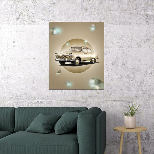 Diamond Gold Volga USSR Old Car Poster - xonomax