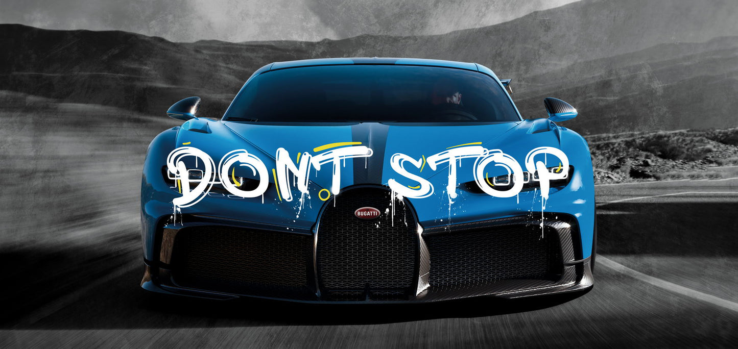 Dont Stop Motivational Quote Blue Buggatti On Highway Sportcar Car Poster - xonomax