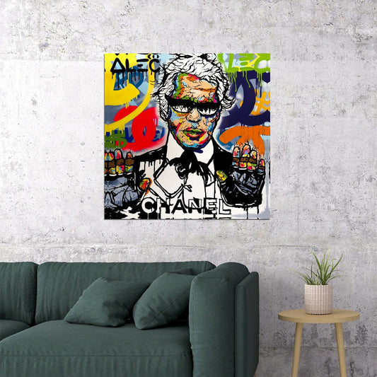 Karl Lagerfeld Pop Art Graffiti Poster Wall Art Interior Chanel - xonomax