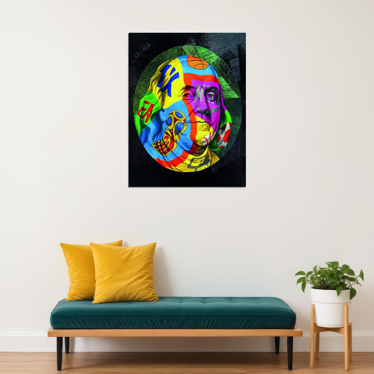 Benjamin Franklin Pop Art Collage Poster - xonomax