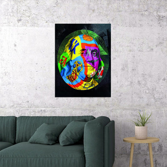 Benjamin Franklin Pop Art Collage Poster - xonomax