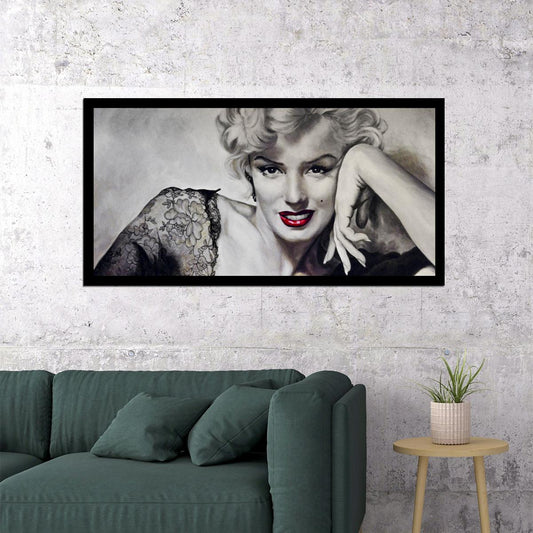 Merlin Monroe Poster Red Lips Painting Wall Art - xonomax