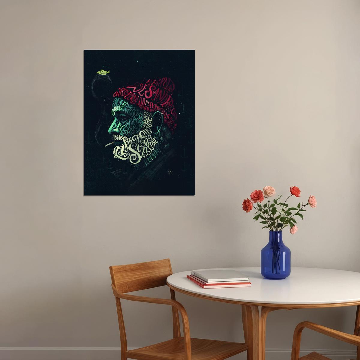 The Life Aquatic with Steve Zissou Typography Art Typographic Portrait Poster Calligraphy Design - xonomax