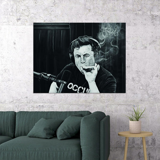 Elon Musk Smokes Weed On Joe Rogan's Podcast Poster - xonomax