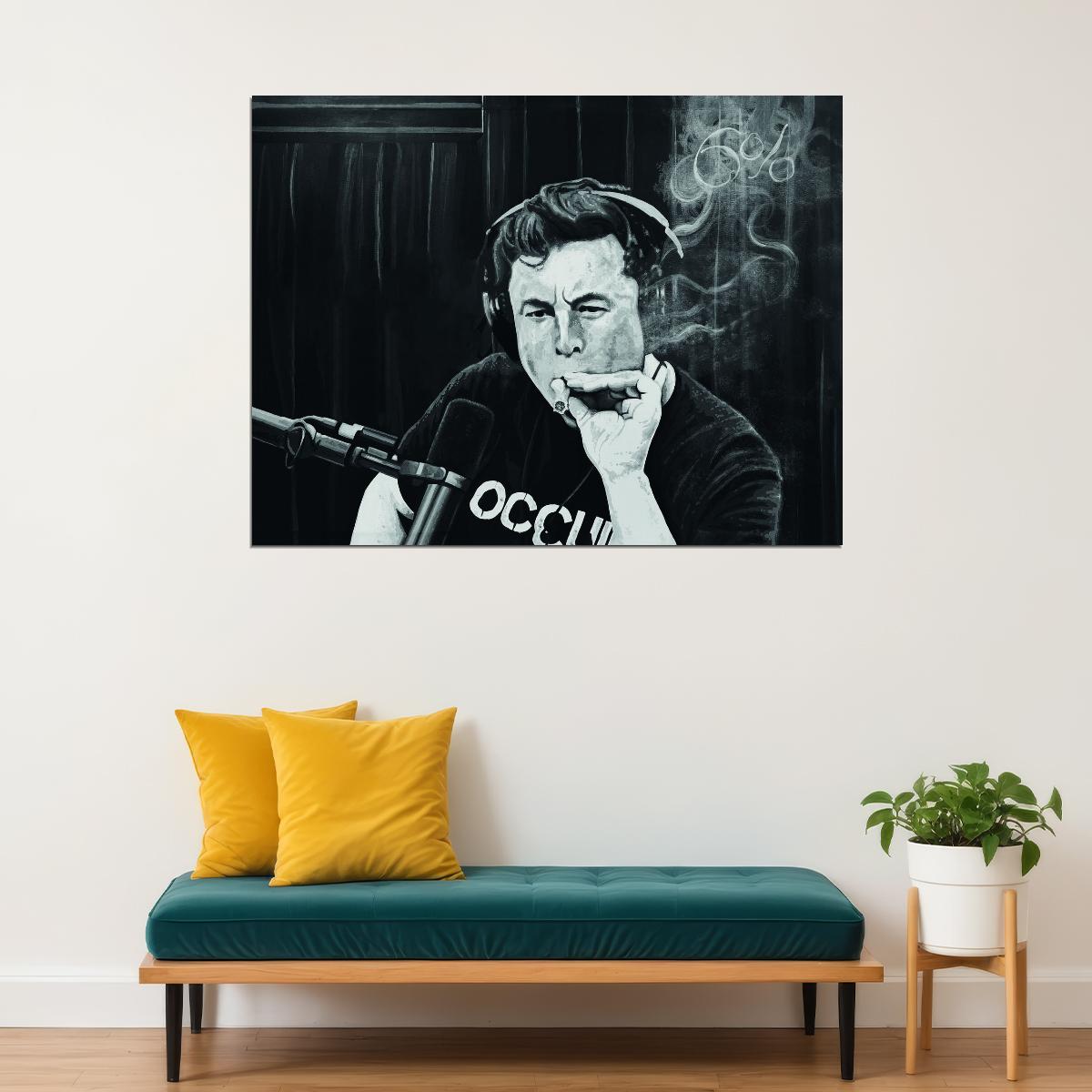 Elon Musk Smokes Weed On Joe Rogan's Podcast Poster - xonomax