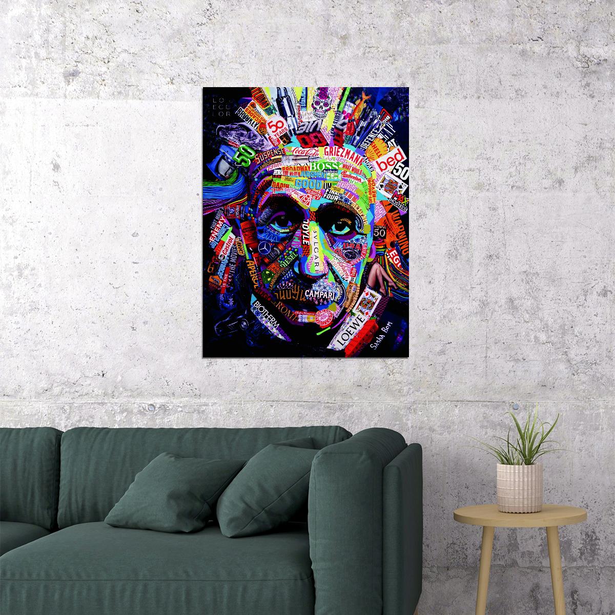 Colorful Portrait Albert Einstein Poster Brands Pop Art - xonomax