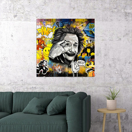 Colorful Portrait Albert Einstein Poster Street Graffiti Pop Art - xonomax