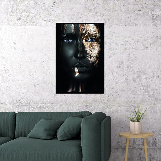 African Black Woman Posters Gold Foils Wall Art Print - xonomax