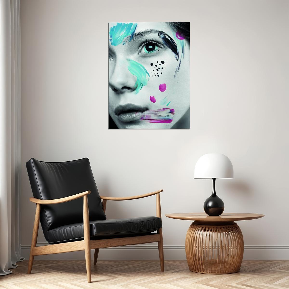 Women Colorful Poster Girl Makeup Art Painting Multicolor - xonomax