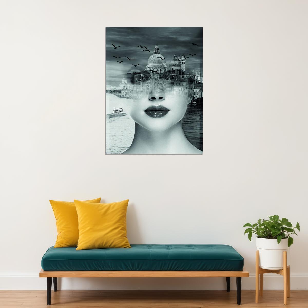 Girl Inspirational Art Poster Of Santa Maria Della Salute Print - xonomax