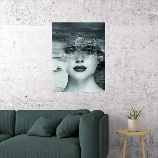 Girl Inspirational Art Poster Of Santa Maria Della Salute Print - xonomax