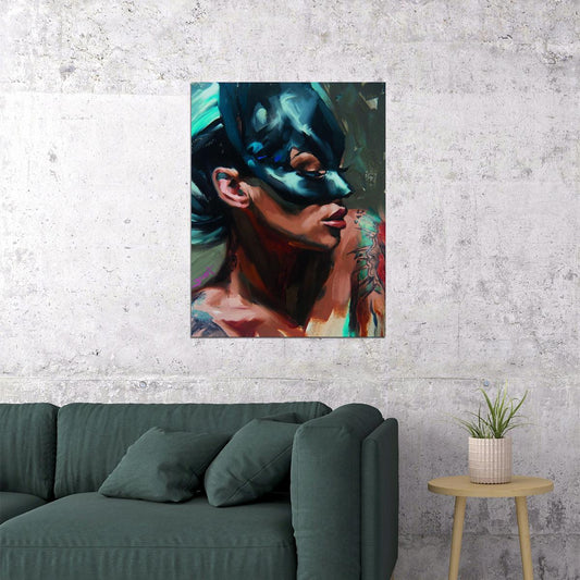Cat Girl Poster Interior Black Painting Large Oil Tattoo Wall Art - xonomax