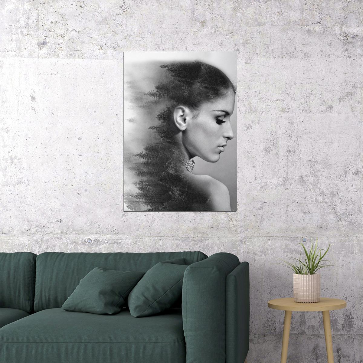Black And White Girl Poster Diamond Painting Exquisite Embroidery Vertical Forest - xonomax