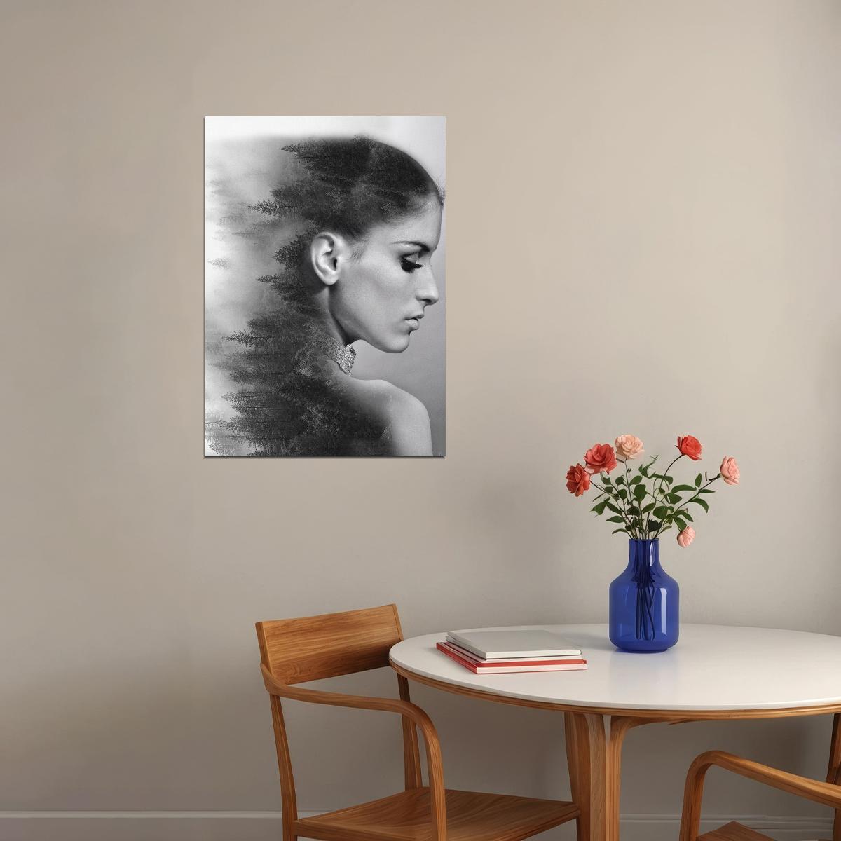 Black And White Girl Poster Diamond Painting Exquisite Embroidery Vertical Forest - xonomax