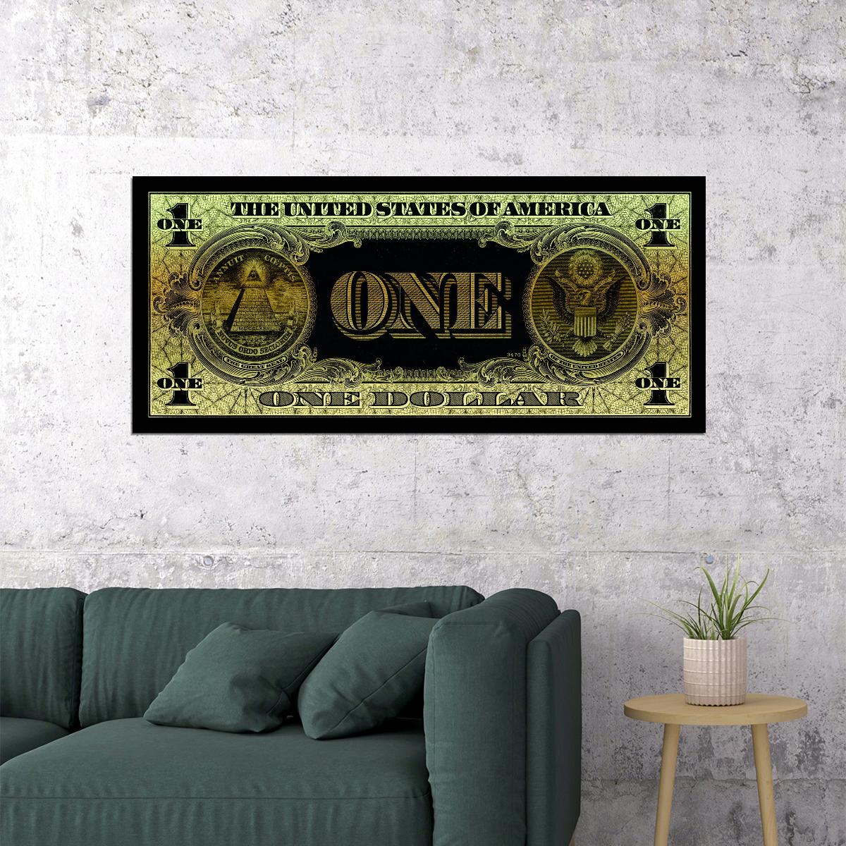 One Dollar Poster Annuit Coeptis Novus Ordo Seclorum Dark Style Background Wall Art - xonomax