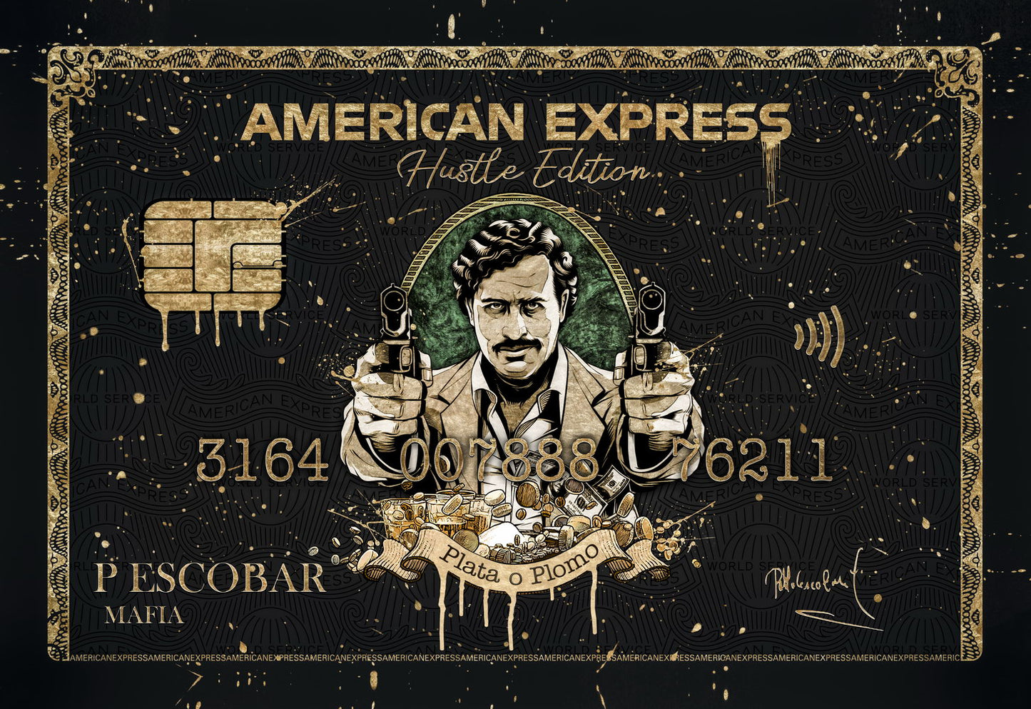 American Express Pablo Escobar Poster Hustle Edition Plata O Plomo Wall Art