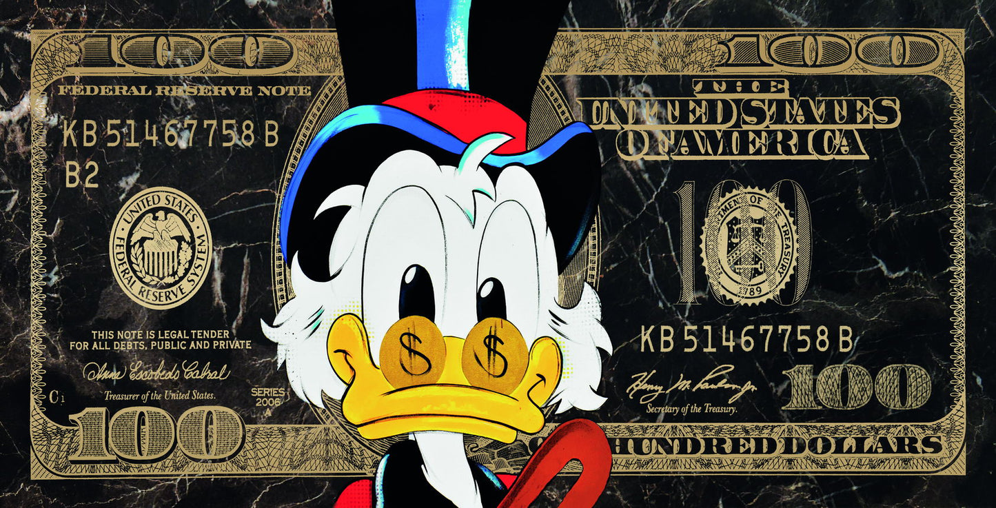 Scrooge McDuck Dollar Bill Pop Art Poster Graffiti Street Art Wealth Cartoon Modern Money Print