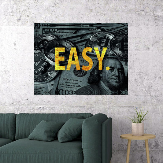 Easy Money Pop Art Poster Graffiti Street Art Dollar Bills Wealth Motivational Modern Print - xonomax