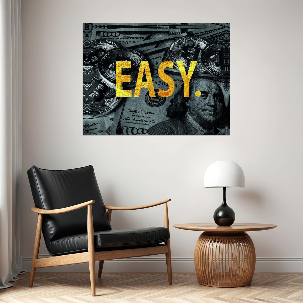 Easy Money Pop Art Poster Graffiti Street Art Dollar Bills Wealth Motivational Modern Print - xonomax