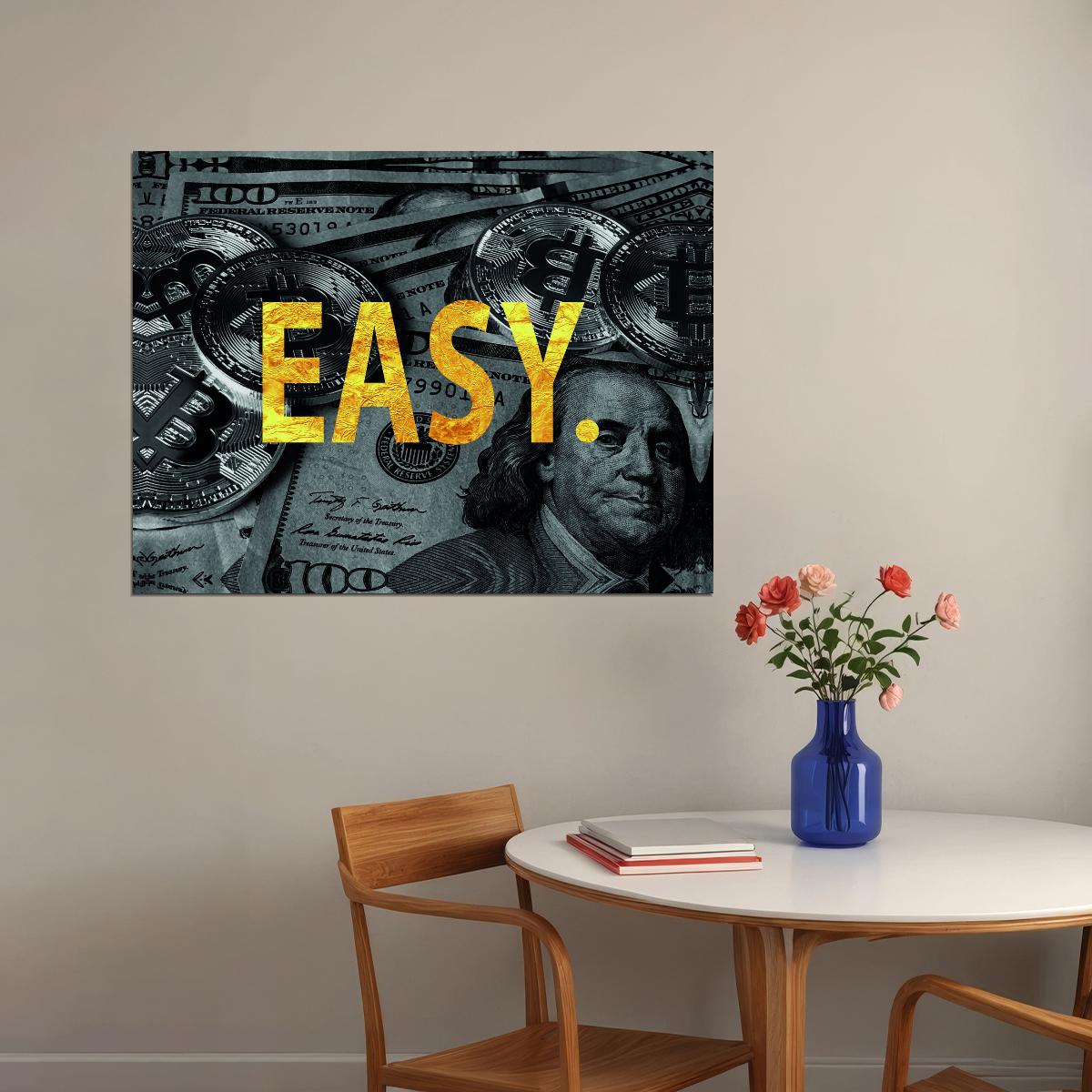 Easy Money Pop Art Poster Graffiti Street Art Dollar Bills Wealth Motivational Modern Print - xonomax