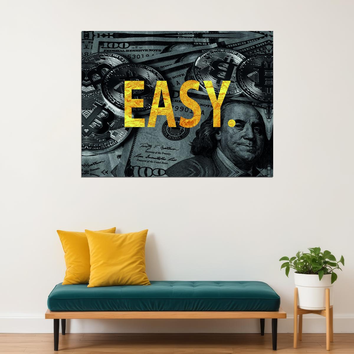 Easy Money Pop Art Poster Graffiti Street Art Dollar Bills Wealth Motivational Modern Print - xonomax