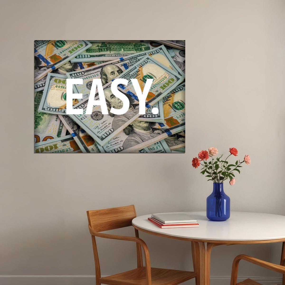 Easy Cash Pop Art Poster Graffiti Street Art Pile of Money Rich Lifestyle Modern Print - xonomax