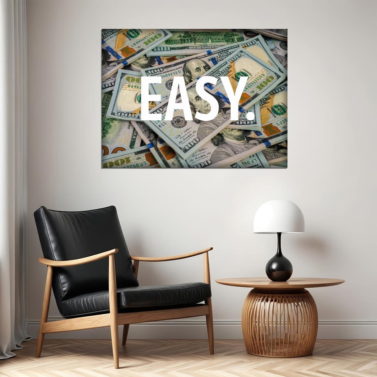 Easy Cash Pop Art Poster Graffiti Street Art Pile of Money Rich Lifestyle Modern Print - xonomax