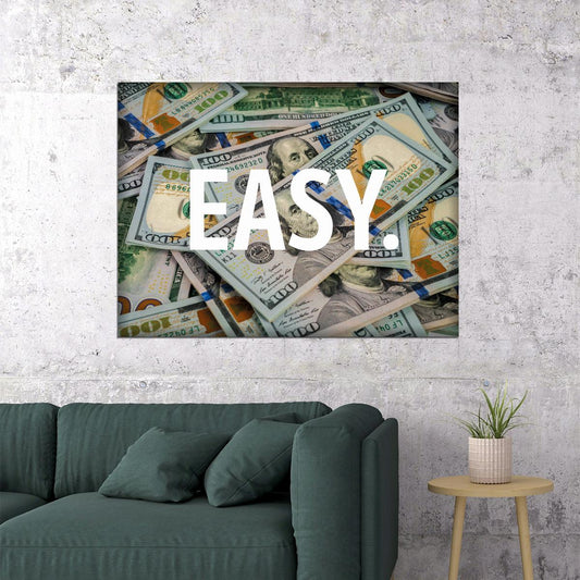 Easy Cash Pop Art Poster Graffiti Street Art Pile of Money Rich Lifestyle Modern Print - xonomax